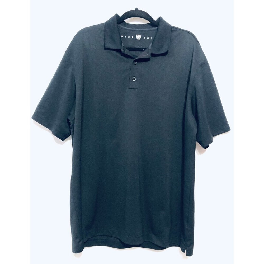 Nike Golf Mens Xl Black Polo Shirt Swoosh Golfer Casual Drifit Rugby